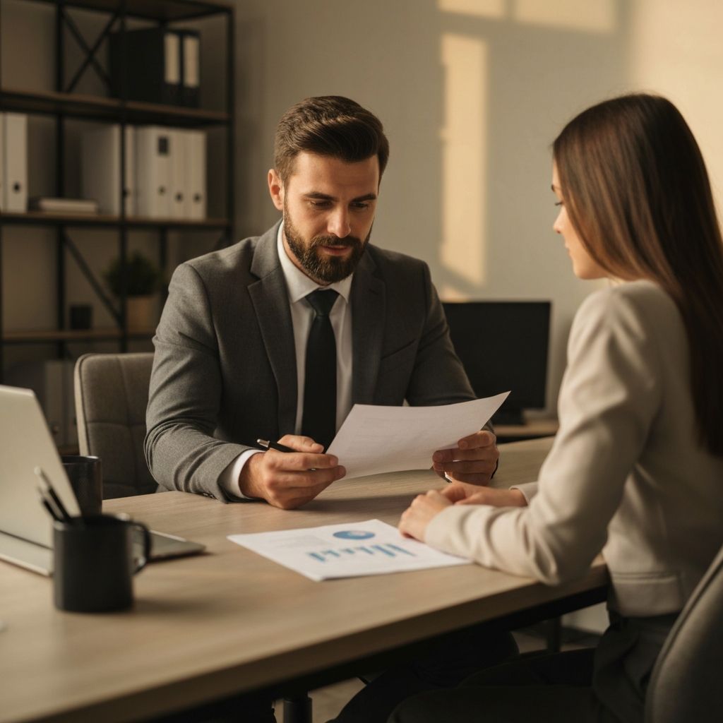 Business consultant providing expert financial guidance in one-on-one meeting